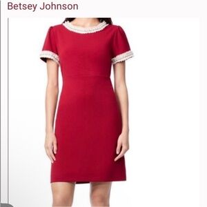 Betsey Johnson Scarlet Mini Dress with Lace Trim
